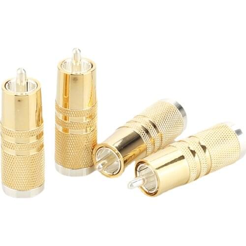 4pcs Cardas Pure Copper Rhodium Plated Gold Plated RCA Connector Plug HiFi Audio Cable DIY 9mm