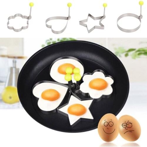 4pcs Stainless Steel Fried Egg Pancake Shaper Omelette Mold Breakfast Mould Frying Egg Cooking Tools Kitchen Accessories Gadget