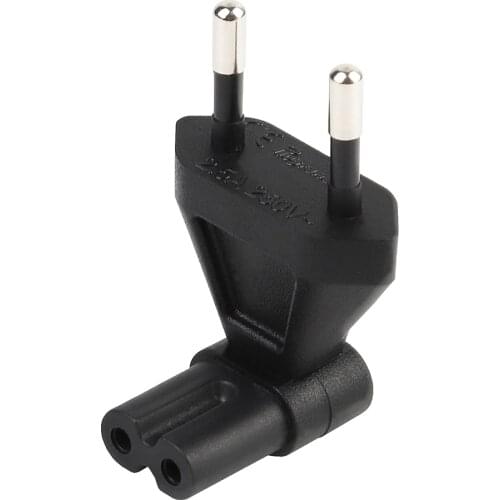 EU-C7 EU Euro TO IEC320 C7 Bend 90 Degree 2Pin AC Power Adapter Converter Plug Socket Travel Plug Connector for PDU/UPS 10A 250V