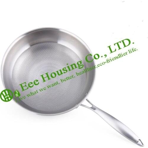 Free shipping stainless steel cookware kitchenware,No oil-smoke fry pan,non-stick wok with toughened glassl lid kitchen