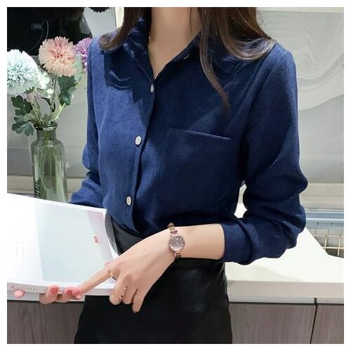 Blouse Women Corduroy Long-Sleeved Shirt Womens Retro Slim Shirt Women Blusas Ropa De Mujer