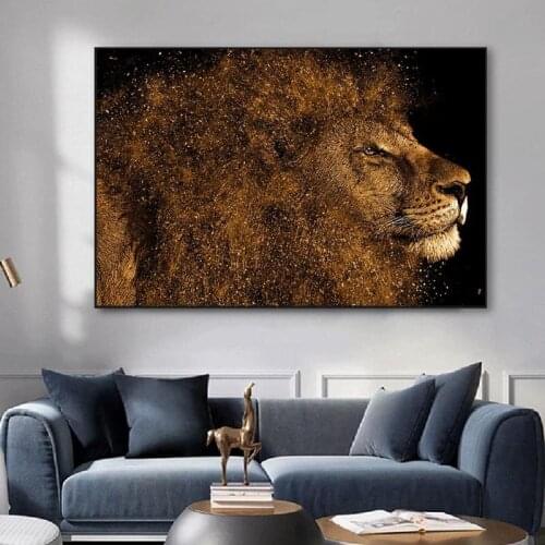Large Size Abstract Lions Canvas Paintings on the Wall Art Posters And Prints Lion Head Modern Art Pictures Home Wall Decoration