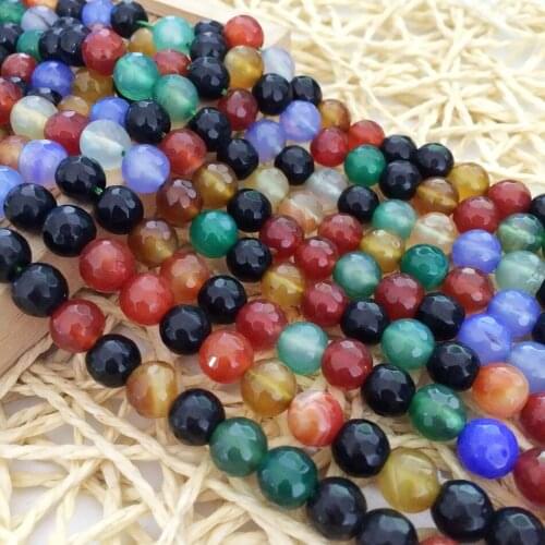 Multicolor carnelian natural onyx stone 4mm 6mm 8mm 10mm 12mm agat Faceted Round Loose beads Jewelry making 15inch MY2219