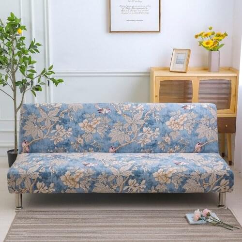 Armless Sofa Bed Cover Annunciation Bird Printed Pattern Folding Sofa Cover Blue ColorWithout Armrest Capa De Sofa Decorate Home