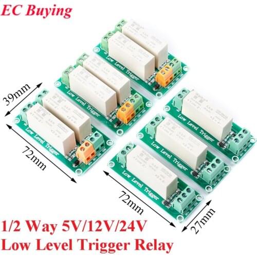 1 2 Channel Way 5V/12V/24V Relay Module Low Level Trigger Solid State Relay DC Control Board DC Single Phase Device For Arduino