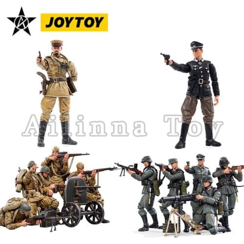 JOYTOY 1/18 3.75 Action Figure(6PCS/SET) WWII Soviet Infantry And Officer Anime Military Model For Gift Free Shipping