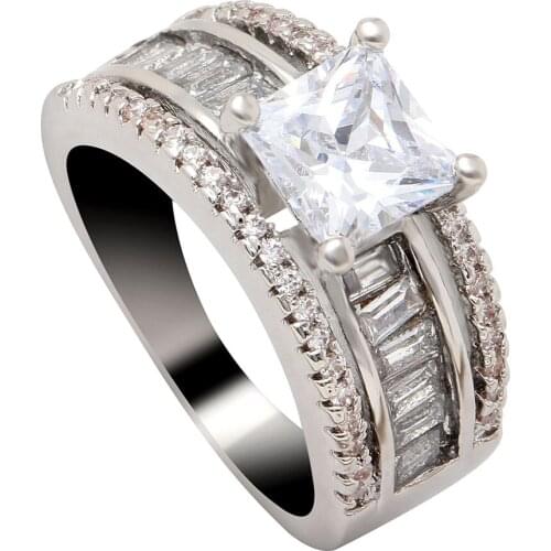 Hainon 40% off Cubic Zirconia Engagement Rings Luxurious Gold-Color Finger Ring Women Fashion Silver Color Jewelry For Wedding