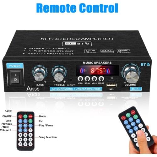 AK35 Bluetooth-compatible HiFi Stereo Audio Amplifier Amp with USB TF RCA AUX + Remote