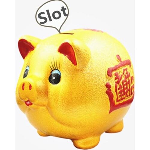 Ceramic golden pig piggy bank piggy sculpture bank Large lucky pig home decoration accessories New Year decorations