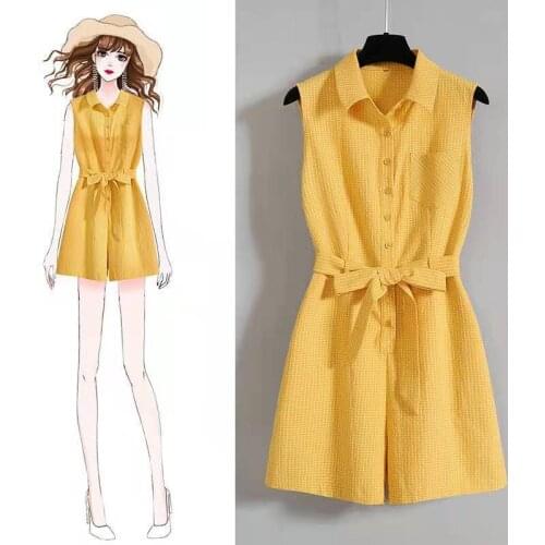 Oversized Woman Clothing New Summer Overalls For Women 2021 Sleeveless Female Jumpsuit High Waist Green Playsuits With Bandage