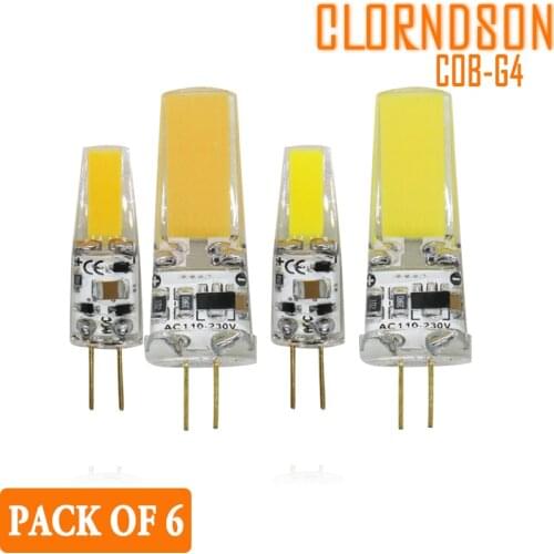 Pack of 6 Dimmable COB LED G4 2W 5W Light AC/DC 12V 220V LED Lamps Spotlight Chandelier Replace Equivalent 50W Halogen Bulbs
