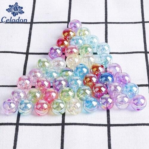 Wholesale 50pcs 8mm AB Color Round Acrylic Beads Loose Spacer Beads For Making Jewelry Bracelet