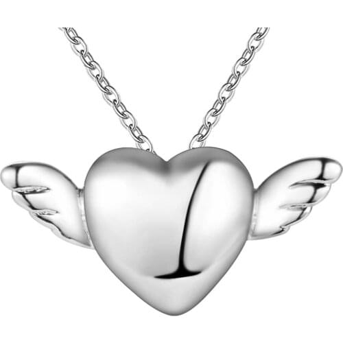 Love heart wings silver plated Necklace New Sale silver necklaces & pendants /RKUFTCBP LMEWTSXJ