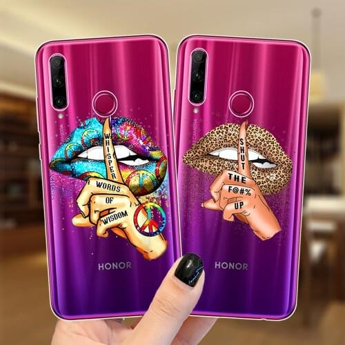 Fashion Funny Lips Leopard Kiss Phone Case For Huawei Honor 50 SE 10 30 10X 20 Lite Pro 10i 20i 30i 8C 8X 9X Soft Silicone Cover