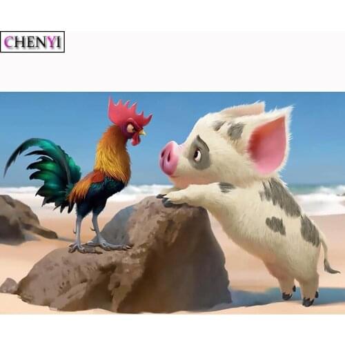 5D Diy Diamond Painting Embroidery Kit Diamond Mosaic Cross Stitch Pigs and Chickens Paint By Numbers Craft Living Room Decor
