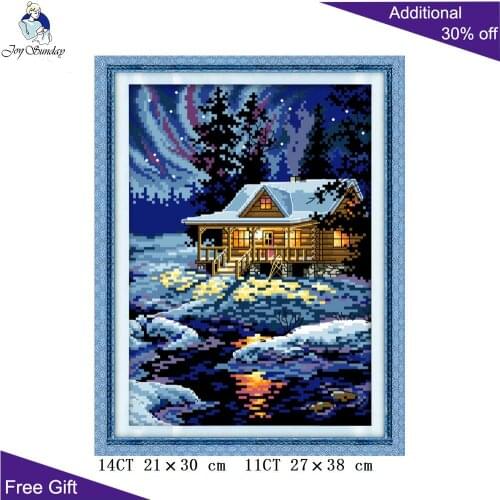 Joy Sunday Arctic Night Needlepoint F953 Counted and Stamped Home Decor The Night Of The Arctic Embroidery DIY Cross Stitch kits