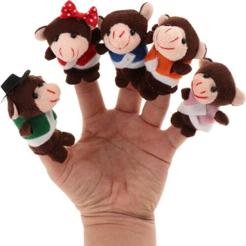 Set of 7 Monkeys Plush Finger Puppet Toy Set Story Telling Educational Toys