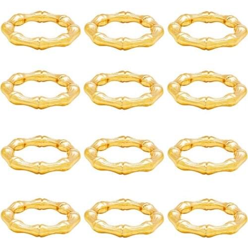 Hot-Napkin Rings Set of 12 - Bamboo Joint Style Napkin Holder Rings for Home Table Setting, Christmas, Holidays Decor Favor