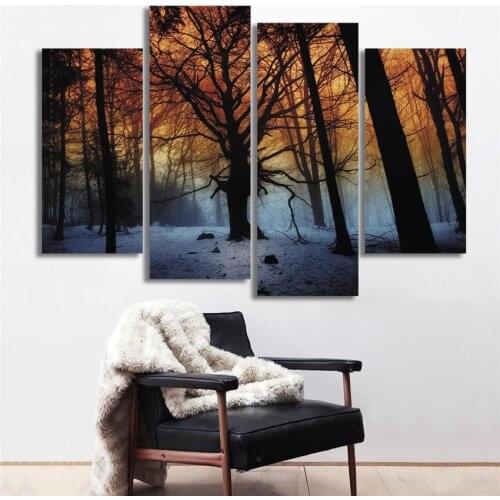 2017 New Snow Field Forest Wall Painting Withered Tree Printed On Canvas Cuadros Abstractos Living Room Bedroom Home Decor Gift