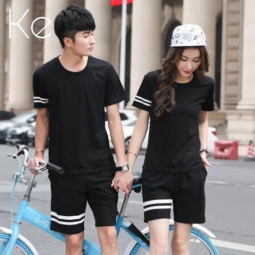 KE New Summer 2021 couple pants sportswear cotton short-sleeved T-shirt, thin casual wear, round neck short-sleeved shorts suit