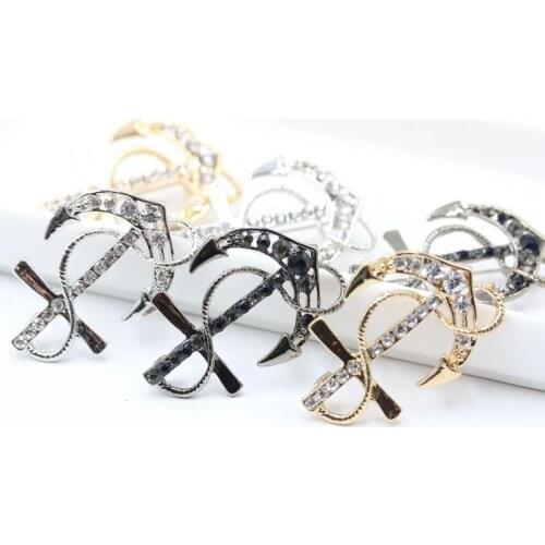 New retro navy wind crystal rhinestone anchor brooch mens corsage western accessories lapel pin badge clothing and accessories