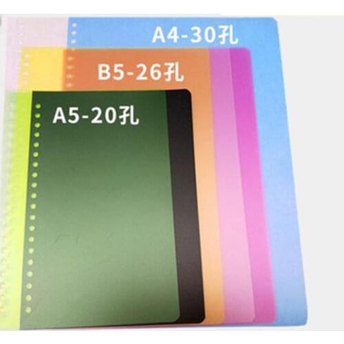 5 Sheets A4 A5 B5 Notebook Page Binder Candy Color PP Loose-leaf Cover 30 26 20 Hole index Divider Separator Accessory