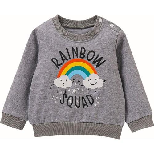 Baby Boy Girl Clothing Newborn Baby Rainbow Print Pullover Infant Casual Sweatsuit for Toddler Winter Spring Long Sleeve Hoodies
