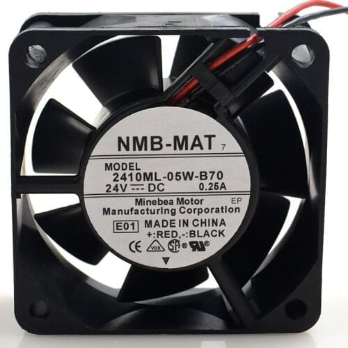 FOR NMB 2410ML-05W-B70 6025 6CM 24V 0.25A two-wire double Ball cooling Fan
