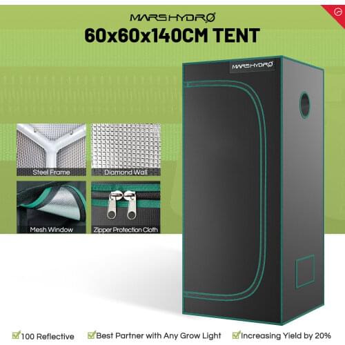 Mars Hydro 60x60x140cm Indoor Grow Tent 1680D Canvas Reflective Mylar Grow Tents with Removable Floor Room Box For Indoor Plant