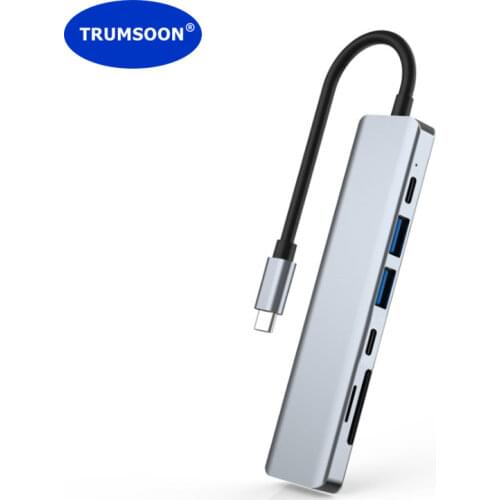 TRUMSOON Type-C to HDMI-compatible USB 3.0 C SD TF Card Adapter for MacBook Samsung S9 Dex Xiaomi 10 Vivo NEX TV Projector PS5