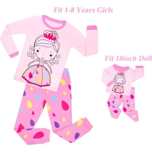 Matching Girls Pajamas with Doll Sets Homewear Pink Princess Infantil Girls Pajama Doll Pajama Kids Soft Fashion Clothes