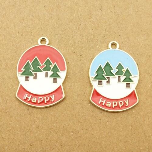 10pcs 18x25mm christmas tree enamel charm for jewelry making cute earring pendant bracelet necklace charms diy design charms