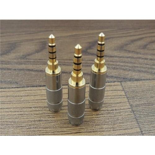 Gold Plated Straight 4 Pole 3.5mm 1/8" Stereo TRRS repair Headphone Male Plug Jack metal Audio Connector