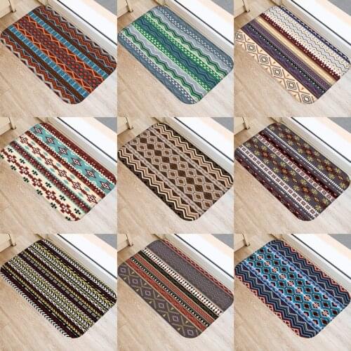 1pcs 40*60cm Retro Colore Stripe Pattern Anti-Slip Suede Carpet Door Mat Doormat Outdoor Kitchen Living Room Floor Mat Rug 48283