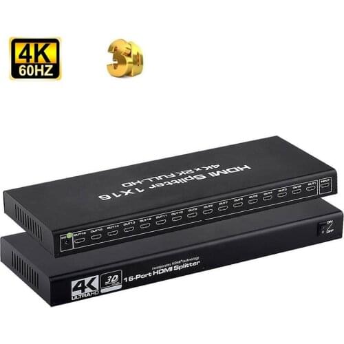 4K 60HZ 1x16 hdmi splitter 1 in 16 out Rack Mount Compatible for with Xbox PS4 PS3 Fire Stick Blu Ray Apple TV HDTV 16 Port