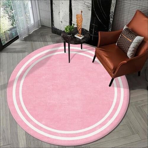 Pink living room carpet kitchen round carpetroom carpet pink white round striped carpet anti allergic high quality Free Shipping