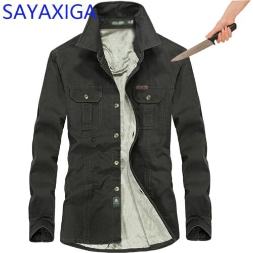 Self Defense Tactical SWAT Gear Anti Cut Knife Cut Resistant Shirt Anti Stab Proof long Sleeve velvet Men shirt Security Clothes