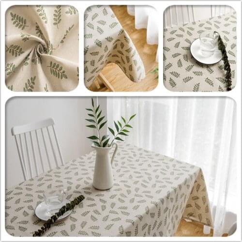 Cotton Linen Tablecloth Rectangle Leaf Print Modern Desk Cover For Living Room-Kitchen Item- Home Decoration Table Basse De Salo
