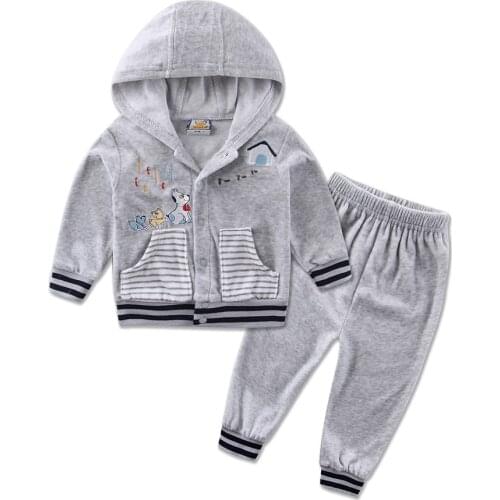 Sports velour Hoodie Suits Long Sleeve Baby Boys Clothing Sets 2pcs/set Blouse+Pants Girls Clothes 2018 Autumn Outfits