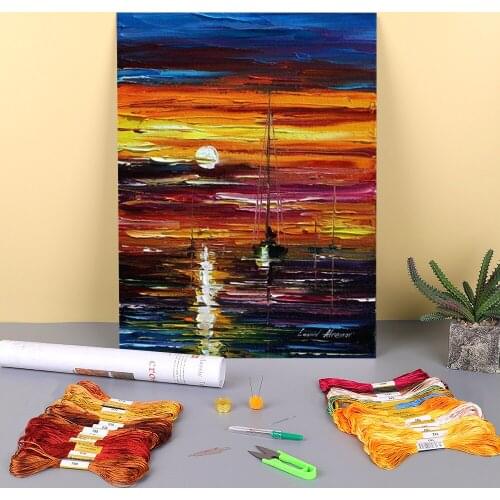 The Best Morning Printed Water-Soluble Canvas 11CT Cross Stitch Patterns DIY Embroidery DMC Threads Hobby Stamped