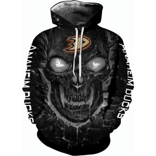 Anaheim Mens Fashion 3D Hoodie Black Lava Skull Khaki Darts Print Ducks Cool Outdoor Sweatshirt