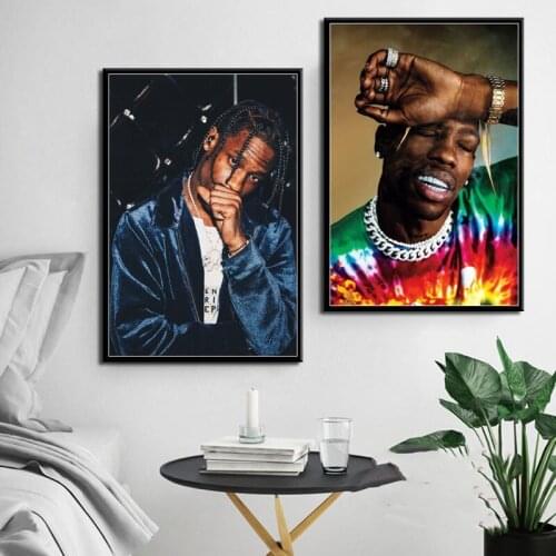 Travis Scott Music Star Rap Hip Hop Rapper Fashion Poster Model Art Painting Canvas Wall Home Decor Picture for Teen Room