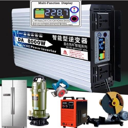 8000W Peak 12/24V DC to AC 220V LCD Display Universal Home/car Modified sine wave power inverter