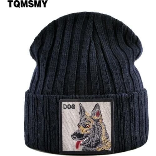Knitted wool Beanies Men and Women Autumn Winter keep Warm SKullies Beanie Embroidered Police Dog Hip Hop Bonnet Outdoor Ski cap