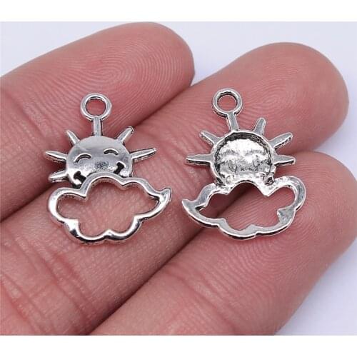 WYSIWYG 20pcs 20x17mm 3 Colors Charms Sun Cloud Making Pendant Fit Vintage DIY Handmade Jewelry