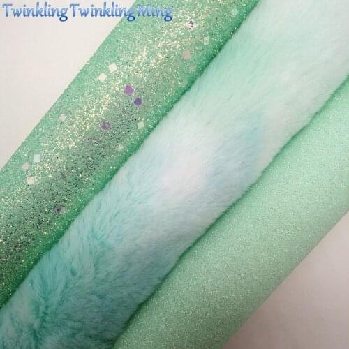 GREEN Glitter Fabric, Immitation fur Fabric Sheets For Bow A4 21x29CM Twinkling Ming XM962