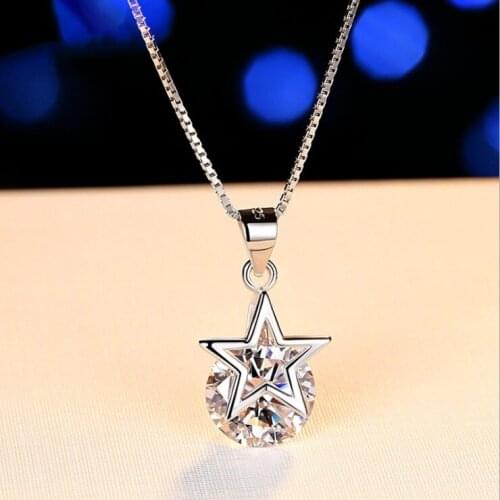 New Korea Fashion Luxury Temperament Five-pointed Star Necklace for Women Engagement Wedding Birthday Gift for Female Wholesale