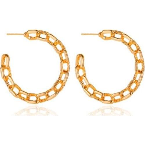 Gold Silver Color Big Chain Circle C-shaped Earrings Exaggerated Large Hoop Earrings Huggies Party Jewelry Ear Rings for Women