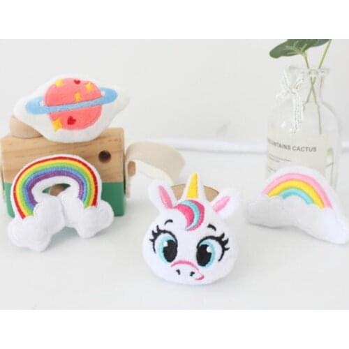 10Pcs/lot Cute Plush Fabric Patches Creative Planet Rainbow Padded Appliques Kids Headwear Garments Accessories DIY Materials