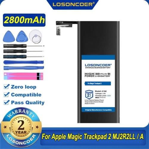 100% Original LOSONCOER A1542 Wireless Trackpad 2800mAh Battery For Apple Magic Trackpad 2 Touchpad MJ2R2LL / A